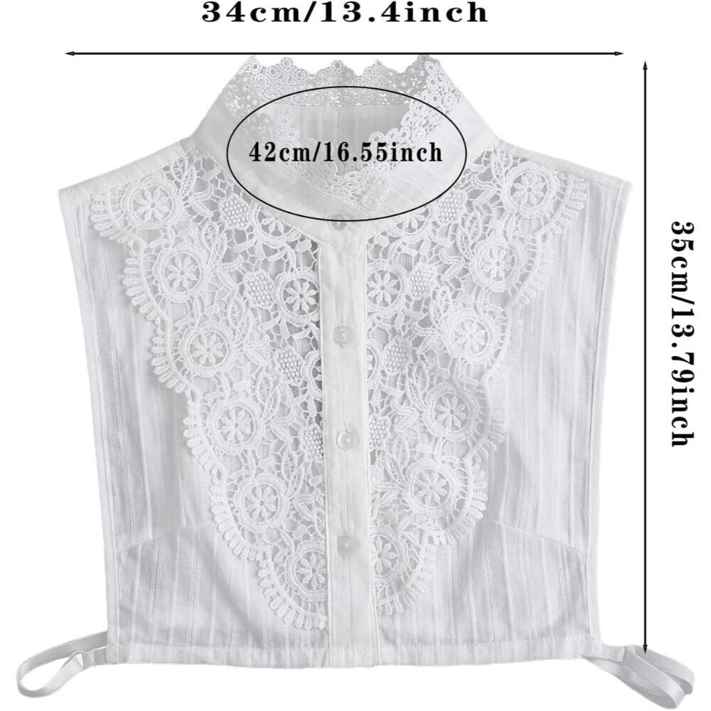 Detachable Jacquard Fabric Fake Collar for Women Adjustable Blouses Dresses - Picture 4 of 6